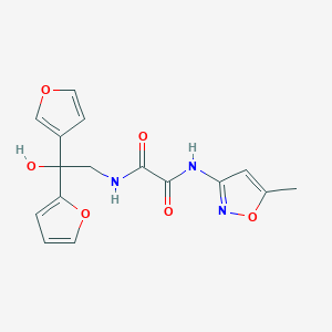 molecular formula C16H15N3O6 B2594120 N1-(2-(furan-2-yl)-2-(furan-3-yl)-2-hydroxyethyl)-N2-(5-methylisoxazol-3-yl)oxalamide CAS No. 2034259-52-2