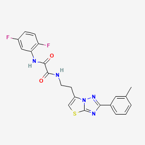 molecular formula C21H17F2N5O2S B2594121 N1-(2,5-二氟苯基)-N2-(2-(2-(间甲苯基)噻唑并[3,2-b][1,2,4]三唑-6-基)乙基)草酰胺 CAS No. 894041-05-5