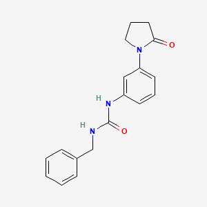 molecular formula C18H19N3O2 B2594122 1-Benzyl-3-(3-(2-oxopyrrolidin-1-yl)phenyl)urea CAS No. 1210742-66-7