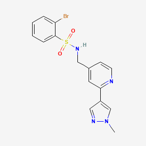 molecular formula C16H15BrN4O2S B2594123 2-bromo-N-{[2-(1-methyl-1H-pyrazol-4-yl)pyridin-4-yl]methyl}benzene-1-sulfonamide CAS No. 2097898-71-8