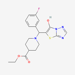 molecular formula C19H21FN4O3S B2594124 Ethyl 1-((3-fluorophenyl)(6-hydroxythiazolo[3,2-b][1,2,4]triazol-5-yl)methyl)piperidine-4-carboxylate CAS No. 868219-92-5