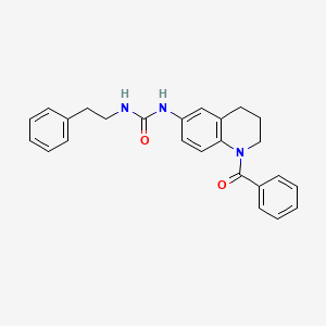 molecular formula C25H25N3O2 B2594135 1-(1-Benzoyl-1,2,3,4-tetrahydroquinolin-6-yl)-3-phenethylurea CAS No. 1203385-15-2