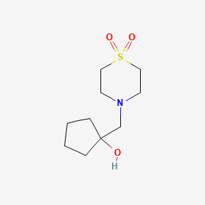 molecular formula C10H19NO3S B2594136 4-((1-Hydroxycyclopentyl)methyl)thiomorpholine 1,1-dioxide CAS No. 1492786-54-5
