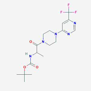 molecular formula C17H24F3N5O3 B2594152 Tert-butyl (1-oxo-1-(4-(6-(trifluoromethyl)pyrimidin-4-yl)piperazin-1-yl)propan-2-yl)carbamate CAS No. 2034200-50-3
