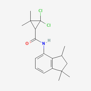 molecular formula C18H23Cl2NO B2594174 2,2-二氯-3,3-二甲基-N-(1,1,3-三甲基-2,3-二氢-1H-茚满-4-基)环丙烷甲酰胺 CAS No. 329701-84-0