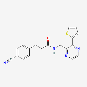 molecular formula C19H16N4OS B2594177 3-(4-cyanophenyl)-N-((3-(thiophen-2-yl)pyrazin-2-yl)methyl)propanamide CAS No. 2319838-75-8