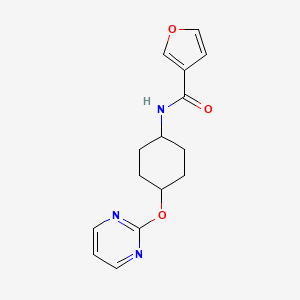 molecular formula C15H17N3O3 B2594183 N-((1r,4r)-4-(嘧啶-2-氧基)环己基)呋喃-3-甲酰胺 CAS No. 2034278-11-8
