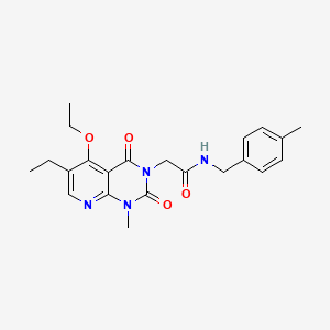 molecular formula C22H26N4O4 B2594191 2-(5-ethoxy-6-ethyl-1-methyl-2,4-dioxo-1,2-dihydropyrido[2,3-d]pyrimidin-3(4H)-yl)-N-(4-methylbenzyl)acetamide CAS No. 1005303-79-6