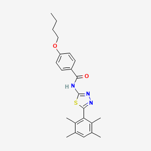 molecular formula C23H27N3O2S B2594192 4-butoxy-N-[5-(2,3,5,6-tetramethylphenyl)-1,3,4-thiadiazol-2-yl]benzamide CAS No. 391228-10-7