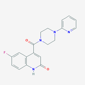 molecular formula C19H17FN4O2 B2594195 6-fluoro-4-(4-(pyridin-2-yl)piperazine-1-carbonyl)quinolin-2(1H)-one CAS No. 1448057-40-6