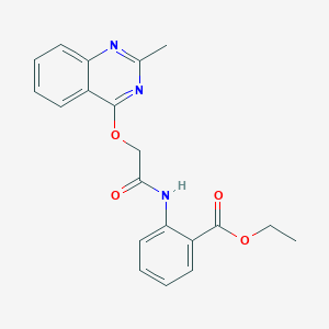 molecular formula C20H19N3O4 B2594198 Ethyl 2-(2-((2-methylquinazolin-4-yl)oxy)acetamido)benzoate CAS No. 1111149-23-5