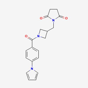 molecular formula C19H19N3O3 B2594202 1-({1-[4-(1H-pyrrol-1-yl)benzoyl]azetidin-3-yl}methyl)pyrrolidine-2,5-dione CAS No. 2097911-56-1