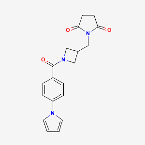 molecular formula C19H19N3O3 B2594202 1-({1-[4-(1H-吡咯-1-基)苯甲酰基]氮杂环丁-3-基}甲基)吡咯烷-2,5-二酮 CAS No. 2097911-56-1