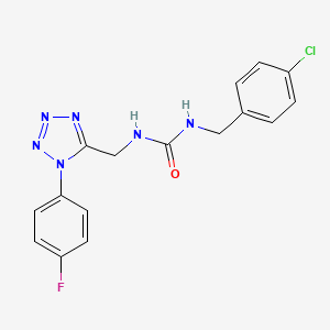 molecular formula C16H14ClFN6O B2594212 1-(4-chlorobenzyl)-3-((1-(4-fluorophenyl)-1H-tétrazol-5-yl)méthyl)urée CAS No. 942001-01-6