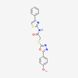 molecular formula C20H16N4O3S2 B2594215 2-((5-(4-methoxyphenyl)-1,3,4-oxadiazol-2-yl)thio)-N-(4-phenylthiazol-2-yl)acetamide CAS No. 332921-93-4