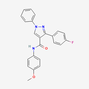 molecular formula C23H18FN3O2 B2594219 3-(4-氟苯基)-N-(4-甲氧基苯基)-1-苯基-1H-吡唑-4-甲酰胺 CAS No. 368861-00-1