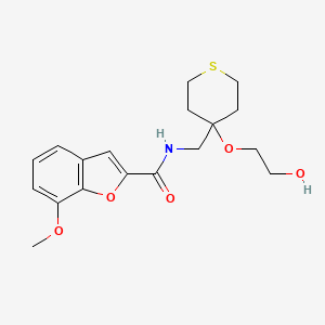 molecular formula C18H23NO5S B2594221 N-((4-(2-hydroxyethoxy)tetrahydro-2H-thiopyran-4-yl)methyl)-7-methoxybenzofuran-2-carboxamide CAS No. 2320176-49-4