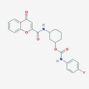 molecular formula C23H21FN2O5 B2594223 3-(4-氧代-4H-色烯-2-甲酰氨基)环己基(4-氟苯基)氨基甲酸酯 CAS No. 1351595-52-2