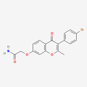 molecular formula C18H14BrNO4 B2594230 2-((3-(4-bromophenyl)-2-methyl-4-oxo-4H-chromen-7-yl)oxy)acetamide CAS No. 610764-30-2