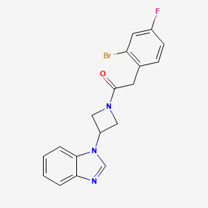 molecular formula C18H15BrFN3O B2594231 1-[3-(Benzimidazol-1-yl)azetidin-1-yl]-2-(2-bromo-4-fluorophenyl)ethanone CAS No. 2380179-32-6