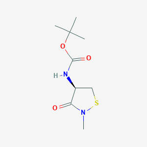 molecular formula C9H16N2O3S B2594237 tert-butyl N-[(4R)-2-methyl-3-oxo-1,2-thiazolidin-4-yl]carbamate CAS No. 2059911-11-2