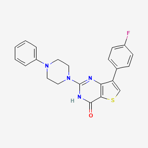 molecular formula C22H19FN4OS B2594241 7-(4-fluorophenyl)-2-(4-phenylpiperazin-1-yl)thieno[3,2-d]pyrimidin-4(3H)-one CAS No. 1242931-70-9