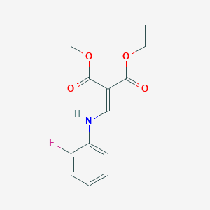 molecular formula C14H16FNO4 B2594243 1,3-二乙基 2-{[(2-氟苯基)氨基]亚甲基}丙二酸酯 CAS No. 63010-68-4