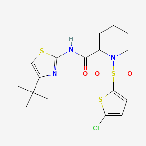 molecular formula C17H22ClN3O3S3 B2594255 N-(4-(tert-butyl)thiazol-2-yl)-1-((5-chlorothiophen-2-yl)sulfonyl)piperidine-2-carboxamide CAS No. 1099753-26-0