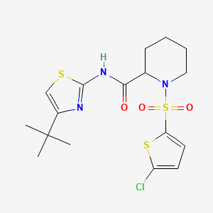 molecular formula C17H22ClN3O3S3 B2594255 N-(4-(叔丁基)噻唑-2-基)-1-((5-氯噻吩-2-基)磺酰基)哌啶-2-羧酰胺 CAS No. 1099753-26-0