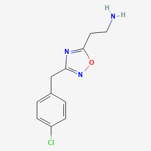molecular formula C11H13Cl2N3O B2594258 2-[3-(4-Chlorobenzyl)-1,2,4-oxadiazol-5-yl]ethanamine CAS No. 1435804-01-5