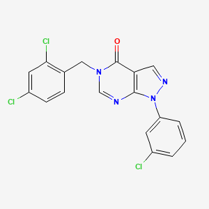 molecular formula C18H11Cl3N4O B2594271 1-(3-Chlorophenyl)-5-[(2,4-dichlorophenyl)methyl]pyrazolo[3,4-d]pyrimidin-4-one CAS No. 895020-59-4