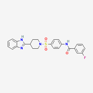 molecular formula C25H23FN4O3S B2594291 N-(4-((4-(1H-benzo[d]imidazol-2-yl)piperidin-1-yl)sulfonyl)phenyl)-3-fluorobenzamide CAS No. 886888-67-1