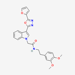 molecular formula C26H24N4O5 B2594293 N-(3,4-dimethoxyphenethyl)-2-(3-(5-(furan-2-yl)-1,3,4-oxadiazol-2-yl)-1H-indol-1-yl)acetamide CAS No. 1021074-70-3