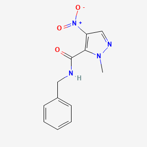 molecular formula C12H12N4O3 B2594295 N-benzyl-1-methyl-4-nitro-1H-pyrazole-5-carboxamide CAS No. 300388-15-2