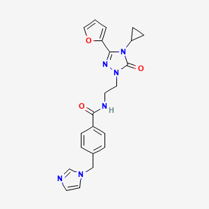 molecular formula C22H22N6O3 B2594302 4-((1H-imidazol-1-yl)methyl)-N-(2-(4-cyclopropyl-3-(furan-2-yl)-5-oxo-4,5-dihydro-1H-1,2,4-triazol-1-yl)ethyl)benzamide CAS No. 1797125-91-7