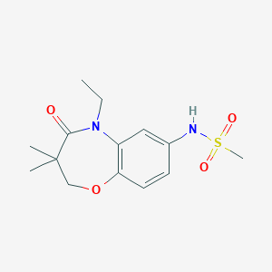 molecular formula C14H20N2O4S B2594303 N-(5-エチル-3,3-ジメチル-4-オキソ-2,3,4,5-テトラヒドロ-1,5-ベンゾオキサゼピン-7-イル)メタンスルホンアミド CAS No. 922023-62-9