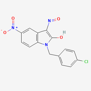 molecular formula C15H10ClN3O4 B2594309 1-(4-chlorobenzyl)-5-nitro-1H-indole-2,3-dione 3-oxime CAS No. 303740-87-6