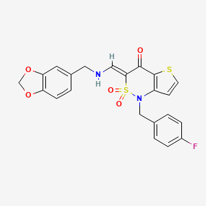 (3Z)-3-{[(1,3-benzodioxol-5-ylmethyl)amino]methylene}-1-(4-fluorobenzyl)-1H-thieno[3,2-c][1,2]thiazin-4(3H)-one 2,2-dioxide