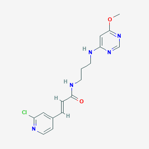 molecular formula C16H18ClN5O2 B2594312 (E)-3-(2-Chloropyridin-4-yl)-N-[3-[(6-methoxypyrimidin-4-yl)amino]propyl]prop-2-enamide CAS No. 2094964-69-7