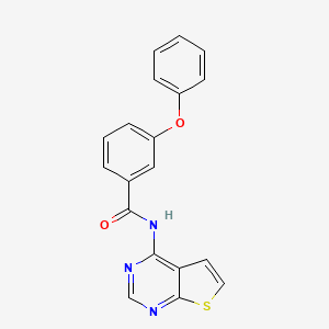 molecular formula C19H13N3O2S B2594313 3-Phenoxy-N-{thieno[2,3-D]pyrimidin-4-YL}benzamide CAS No. 1004223-15-7