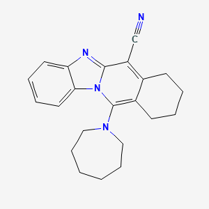 molecular formula C22H24N4 B2594316 11-(Azepan-1-yl)-7,8,9,10-tetrahydrobenzimidazo[1,2-b]isoquinoline-6-carbonitrile CAS No. 371124-42-4