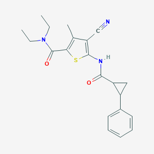 4-cyano-N,N-diethyl-3-methyl-5-{[(2-phenylcyclopropyl)carbonyl]amino}thiophene-2-carboxamide