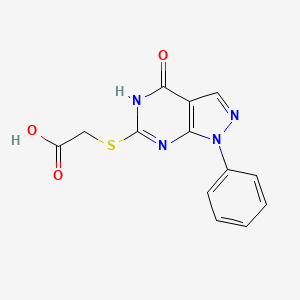molecular formula C13H10N4O3S B2594324 2-[(4-oxo-1-phenyl-2H-pyrazolo[3,4-d]pyrimidin-6-yl)sulfanyl]acetic acid CAS No. 850911-54-5