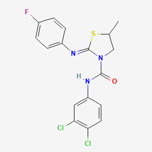molecular formula C17H14Cl2FN3OS B2594326 N-(3,4-Dichlorophenyl)-2-(4-fluorophenyl)imino-5-methyl-1,3-thiazolidine-3-carboxamide CAS No. 2411853-34-2