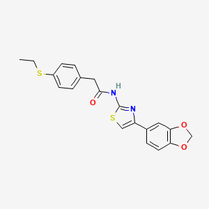 molecular formula C20H18N2O3S2 B2594332 N-(4-(benzo[d][1,3]dioxol-5-yl)thiazol-2-yl)-2-(4-(ethylthio)phenyl)acetamide CAS No. 919865-53-5