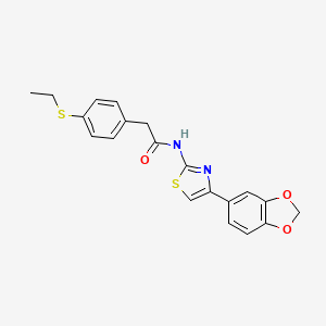 molecular formula C20H18N2O3S2 B2594332 N-(4-(苯并[d][1,3]二氧杂环-5-基)噻唑-2-基)-2-(4-(乙硫基)苯基)乙酰胺 CAS No. 919865-53-5