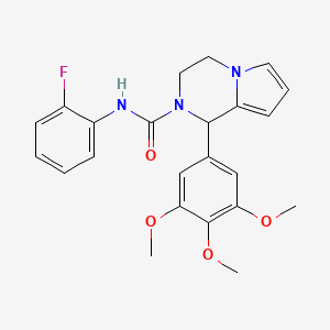 molecular formula C23H24FN3O4 B2594335 N-(2-氟苯基)-1-(3,4,5-三甲氧基苯基)-3,4-二氢吡咯并[1,2-a]嘧啶-2(1H)-甲酰胺 CAS No. 899984-82-8