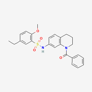 molecular formula C25H26N2O4S B2594351 N-(1-benzoyl-1,2,3,4-tetrahydroquinolin-7-yl)-5-ethyl-2-methoxybenzenesulfonamide CAS No. 946290-37-5