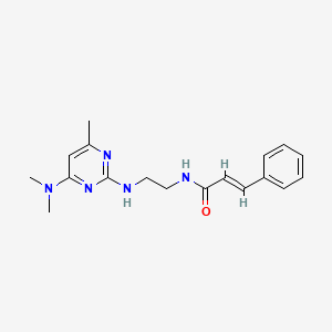 molecular formula C18H23N5O B2594352 N-(2-((4-(ジメチルアミノ)-6-メチルピリミジン-2-イル)アミノ)エチル)シンナムアミド CAS No. 1203445-20-8