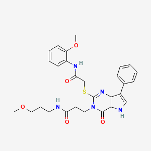 3-(2-((2-((2-methoxyphenyl)amino)-2-oxoethyl)thio)-4-oxo-7-phenyl-4,5-dihydro-3H-pyrrolo[3,2-d]pyrimidin-3-yl)-N-(3-methoxypropyl)propanamide